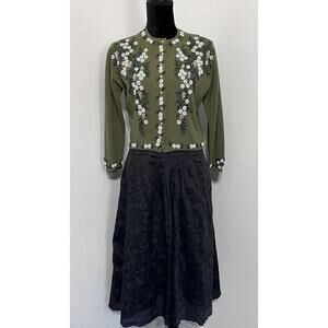 Veronika Maine Skirt Women Size 12 Midi Abstract Australia Italian‎ Fabric Blue